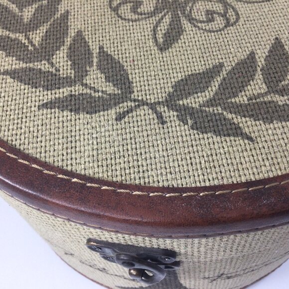 Have one to sell? Sell now Round Storage Hard Box with Lid Fabric Linen Faux Lea - Picture 2 of 6
